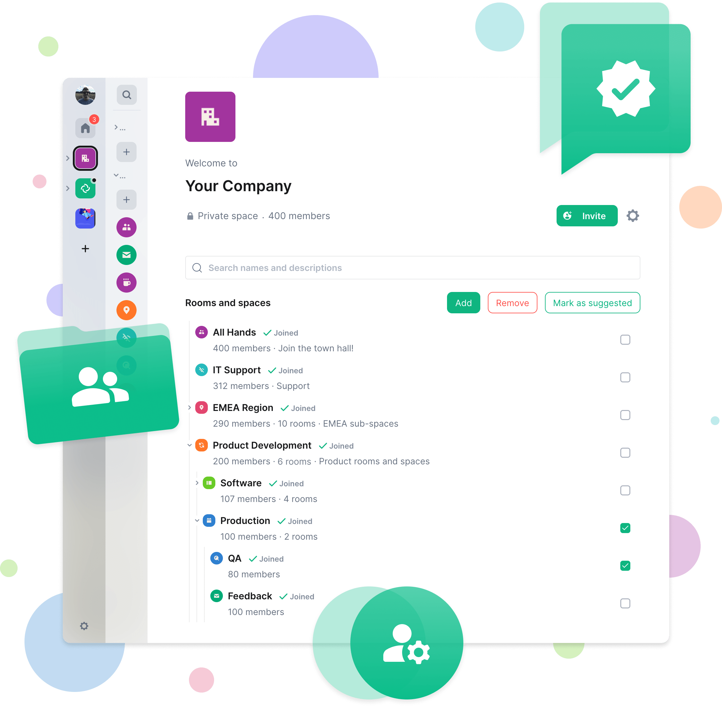 An screen showing admins ability to integrate with delegated authentication systems and structure rooms with spaces.