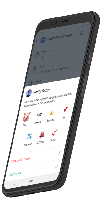 Phone screen displaying emoji that match